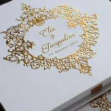 Filigree gold foil carton